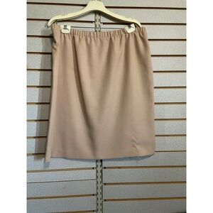 Womens Beige Elastic Waist Pull On Knee Length Skirt‎ Career Casual
Sz 18